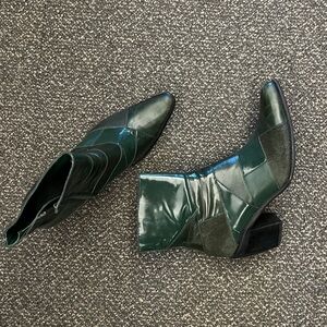 Jeffrey Campbell Lasiren CF Bootie, Green Patchwork Leather